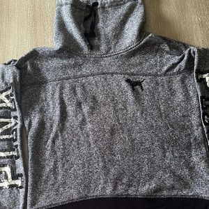 PINK sequin sleeve cowl neck sweatshirt